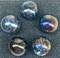 JUPITER Purple/Spots Iridescent Glass Marbles 22mm (7/8 inch) SHOOTER Taw (Lot of 5)